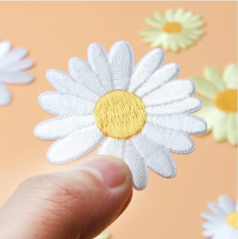 Color: DULL - Butterfly Daisy Embroidery Patches for Clothing Thermoadhesive Patches DIY Fusible Patch on Kids Clothes Sunflower Badges Sewing