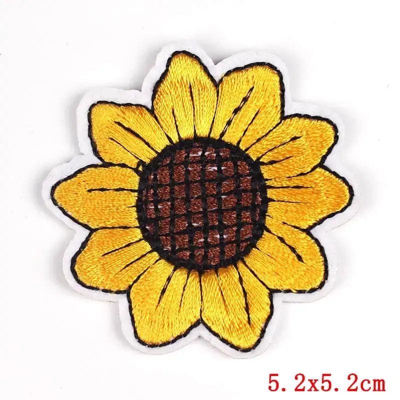 Color: DULL - Butterfly Daisy Embroidery Patches for Clothing Thermoadhesive Patches DIY Fusible Patch on Kids Clothes Sunflower Badges Sewing