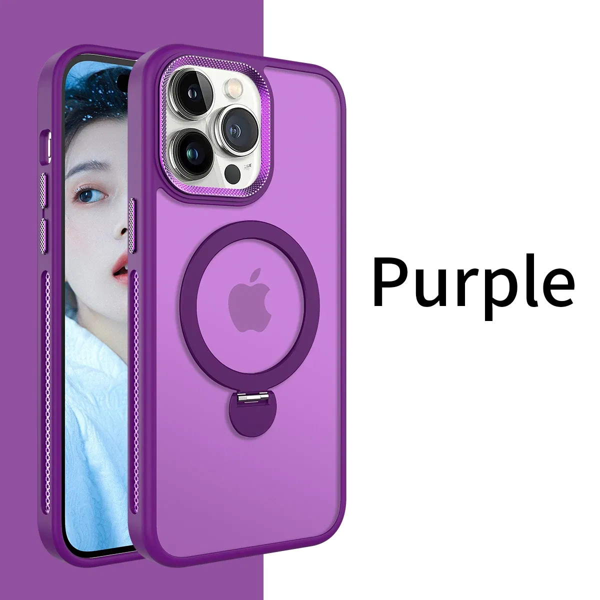 Color: Brown, Material: Denim - For iPhone 15 Pro Max 360?° Rotation Magnetic Holder Stand Matte Phone Case For iPhone 11 12 13 14 15 Plus Heat Dissipation Cover