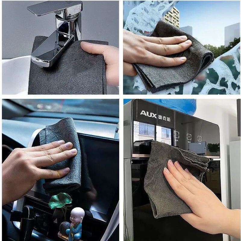 Color: Blue, Specification: 5PCS, Ships From: CHINA - New Thickened Magic Cleaning Cloth Microfiber Glass Clean Towel Reusable Washable Lint-free Cleaning Rags for Kitchen Glass Car