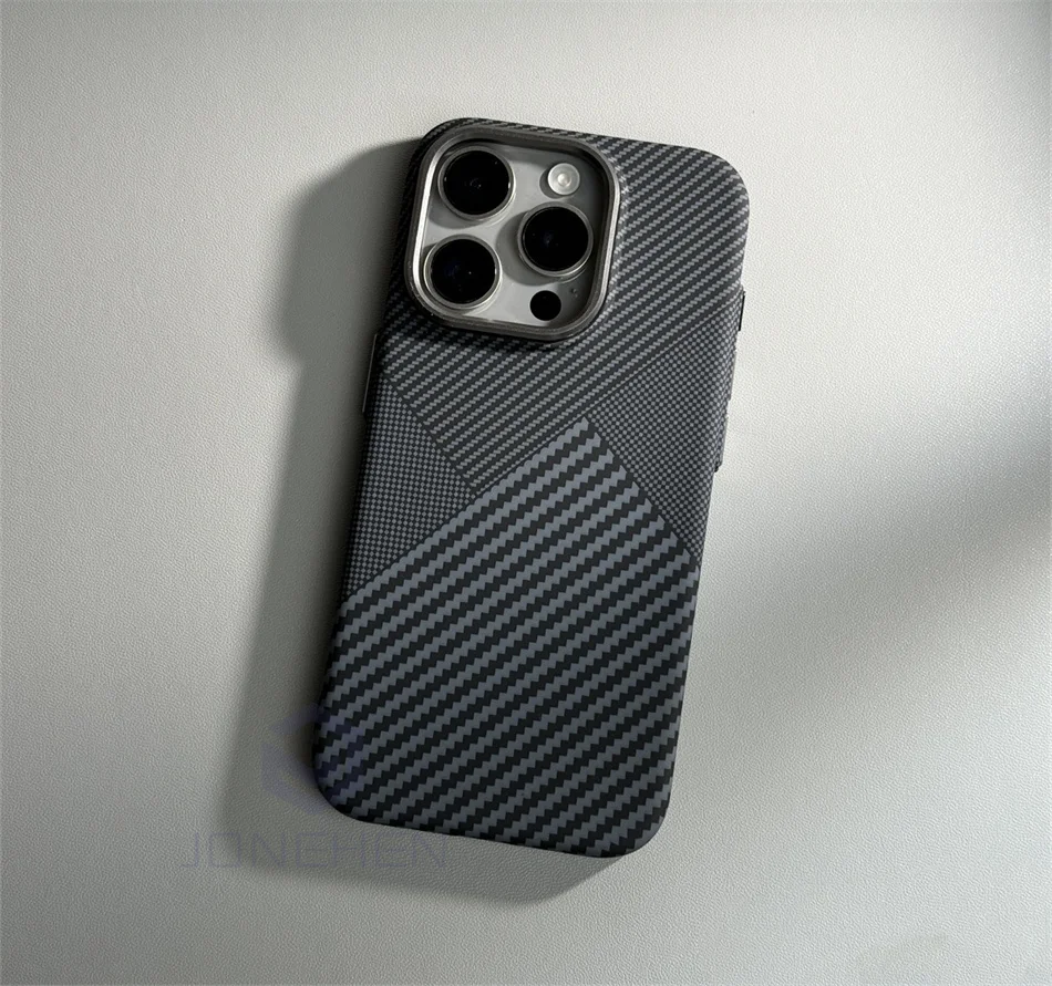 Color: black, Material: Plastic - Luxury Alloy Lens Personalized Pixel 3D Relief Carbon Fibre Pattern Case For iPhone 13 14 15 16 Pro Max Slim Cover For Magsafe