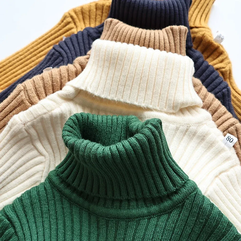 Color: black, Kid Size: 7 - MILANCEL Autumn Soft Tight Unisex Kids Knitwear Sweaters Solid Multi Color Girls Sweater Brief Boys Pullover Turtleneck Outwear