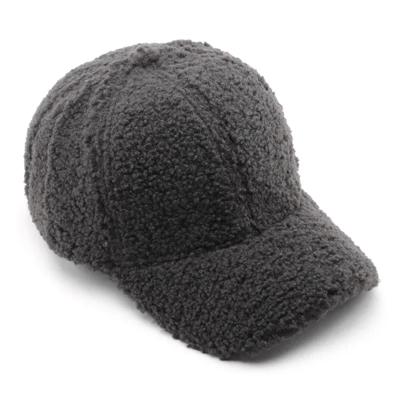 Color: black, Size: M - Autumn Winter Baseball Cap Women Artificial Lamb Wool Hats Keep Warm Cap Plush Baseball Caps Spring Baseball Cap Solid Sunshade