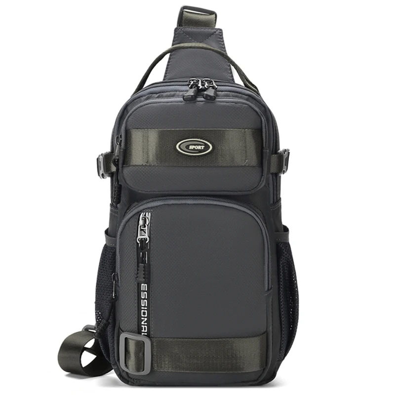 Color: GRAY - Riding backpack for men, men's chest bag, casual men's single shoulder bag, lightweight and large-capacity crossbody bag