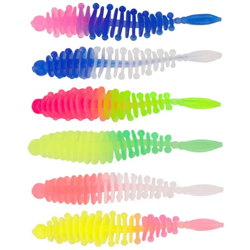 Color: black - 5Pcs 5.5cm Pin Tail Soft Fake Maggots Artificial Baits Faux Worms Bionic Lures Fake Maggots
