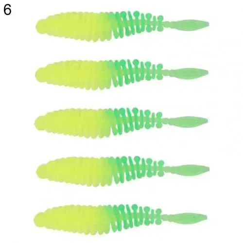 Color: black - 5Pcs 5.5cm Pin Tail Soft Fake Maggots Artificial Baits Faux Worms Bionic Lures Fake Maggots