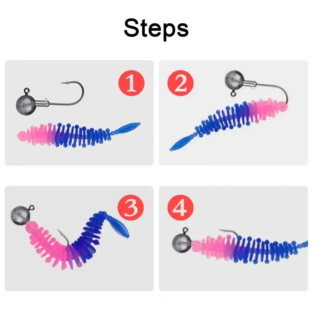 Color: black - 5Pcs 5.5cm Pin Tail Soft Fake Maggots Artificial Baits Faux Worms Bionic Lures Fake Maggots