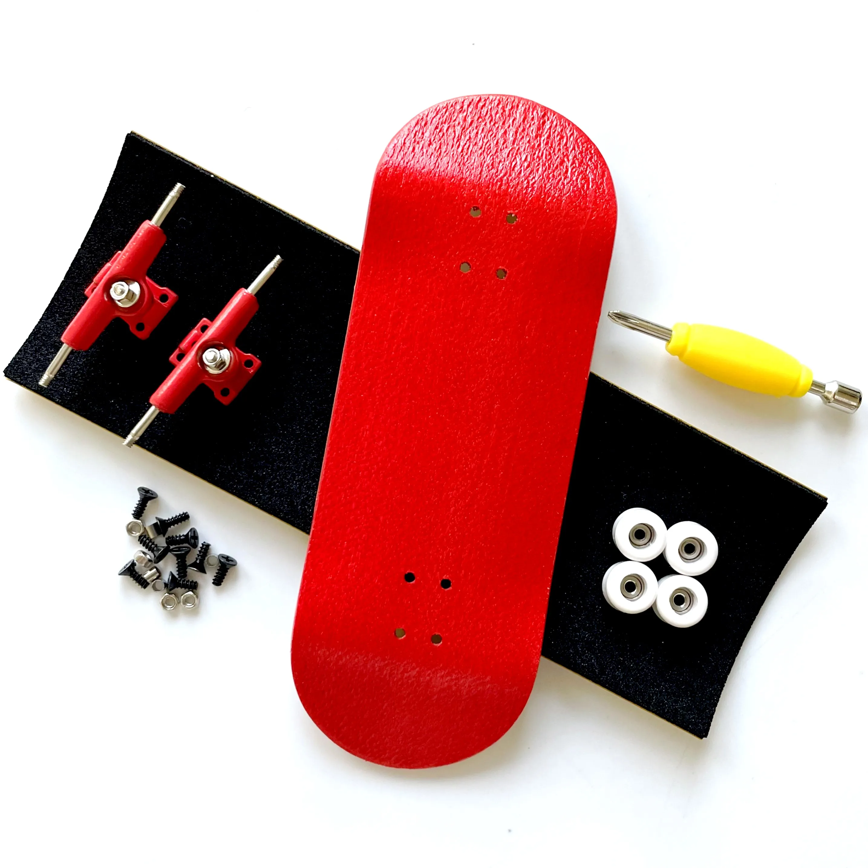Color: Red - 34mm Fingerboard Set with Double Axle Trucks Bearing Wheels