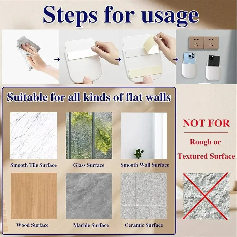 Color: Red - White Wall Hanging Storage Box Household Living Room Conditioner Remote Control Bedside Phone Storage Holder Organizer Box Shelf