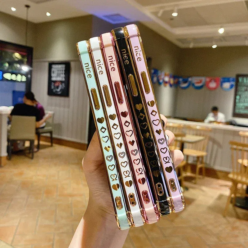 Color: Beige, Compatible-Phone Models: For iPhone 11 Pro, Ships From: CN - Electroplating Side Love Heart Phone Case For IPhone 16 15 14 13 12 11 Pro Max XR 8 Plus SE2/SE3 Shockproof Back Cover