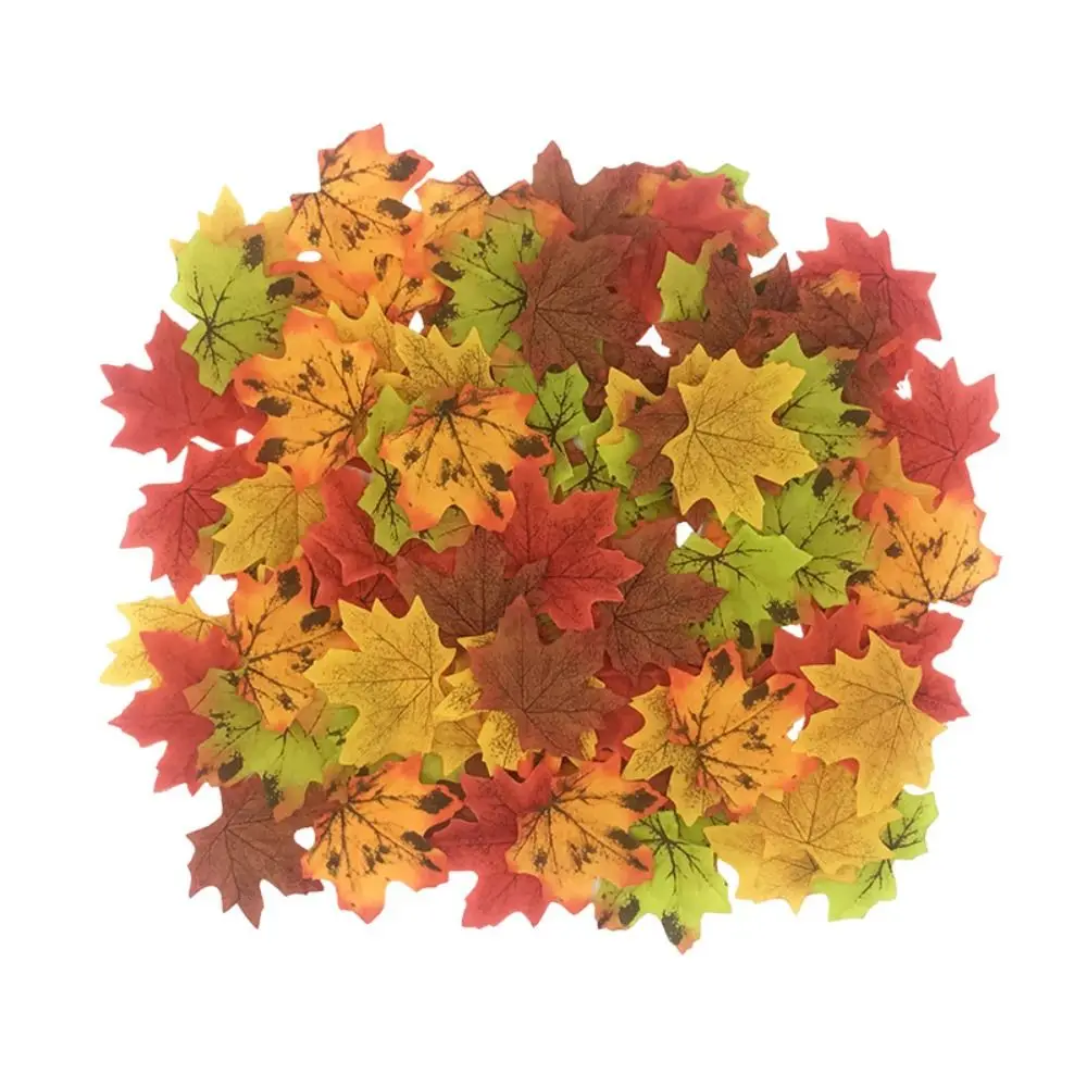 Color: Deep Pink - Artificial Maple Leaves Silk Fake Autumn Leaves Diy Handmade Leaf Fall Wedding Decoration Thanksgiving Christmas