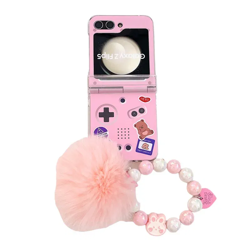 Color: Gold, Material: PE - Cute Bracelet Phone Cases For Samsung Galaxy Z Flip 3 4 5 6 7 FE Hard Plastic PC Plush Case For Samsung Z Flip5 ZFlip5