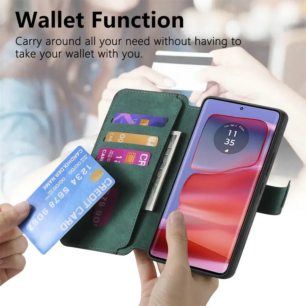 Color: Blue, Material: Microfiber - Edge 50 60 Fusion 5G Flip Case For Motorola Edge 60 Pro 2In1 Detachable Leather Wallet Funda Moto Edge 50 Neo 60 Pro S50 Cover