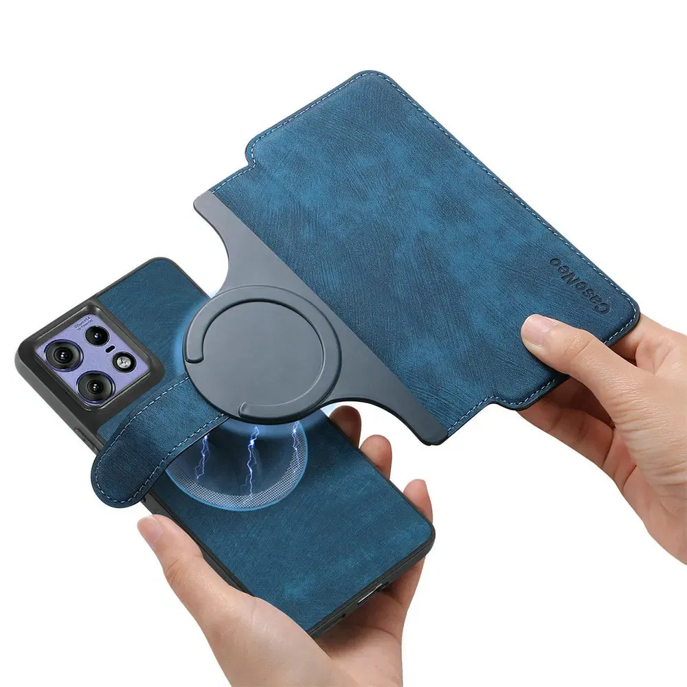 Color: Blue, Material: Microfiber - Edge 50 60 Fusion 5G Flip Case For Motorola Edge 60 Pro 2In1 Detachable Leather Wallet Funda Moto Edge 50 Neo 60 Pro S50 Cover
