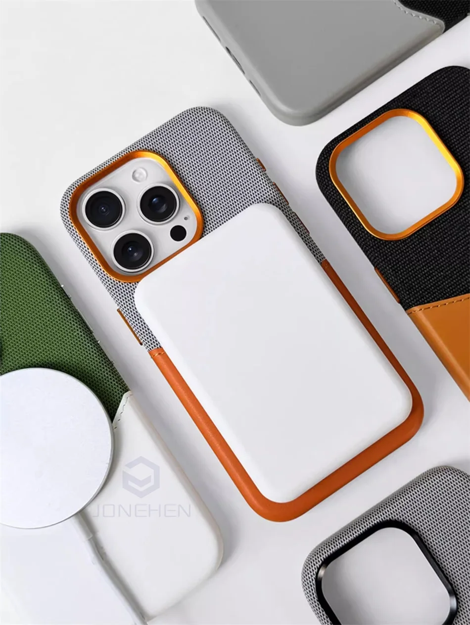Color: Beige, Material: PVC - For Magsafe Card Holder Leather Case For iPhone 16 15 13 12 17 Pro Max 14 Plus Pocket Wireless Charge Alloy Lens Magnetic Cover