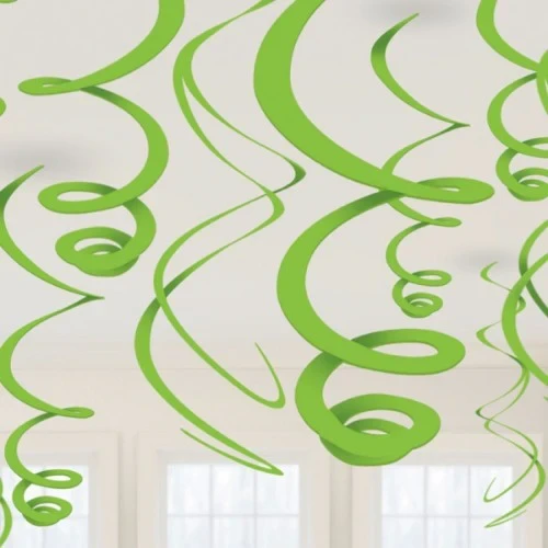 Hanging Swirls Decoration Green - Pack of 12
