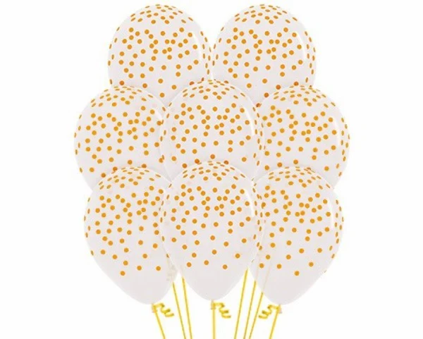 30cm Coloured Confetti Crystal Clear Latex Balloons, 12pk - Pack of 12