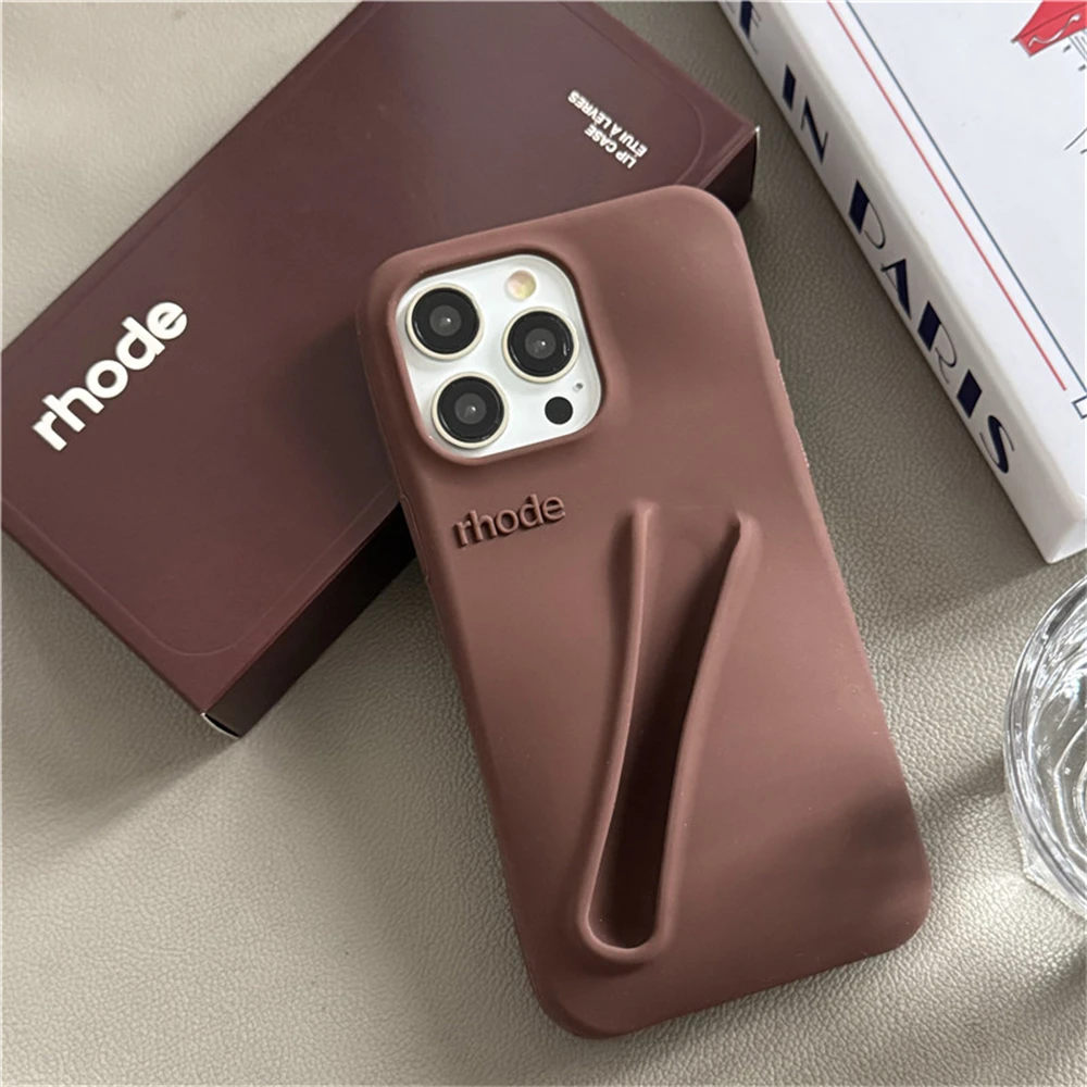 Color: PURPLE, Compatible-Phone Models: For iPhone 16 Plus - New Rhode Lipstick Soft Silicone Phone Case for iPhone 16 15 14 13 12 11 Pro Max Plus Portable Lip Gloss Holder Cover with Box