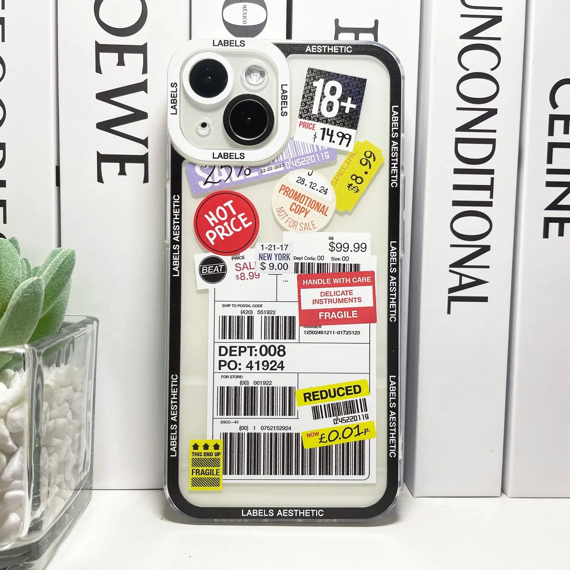 Color: Clear, Material: Cotton Fabric - Mix Labels Collage Stickers Aesthetic Phone Case For Samsung Galaxy S10 S20 S21 S22 S23 S24 FE Plus Ultra Note 20