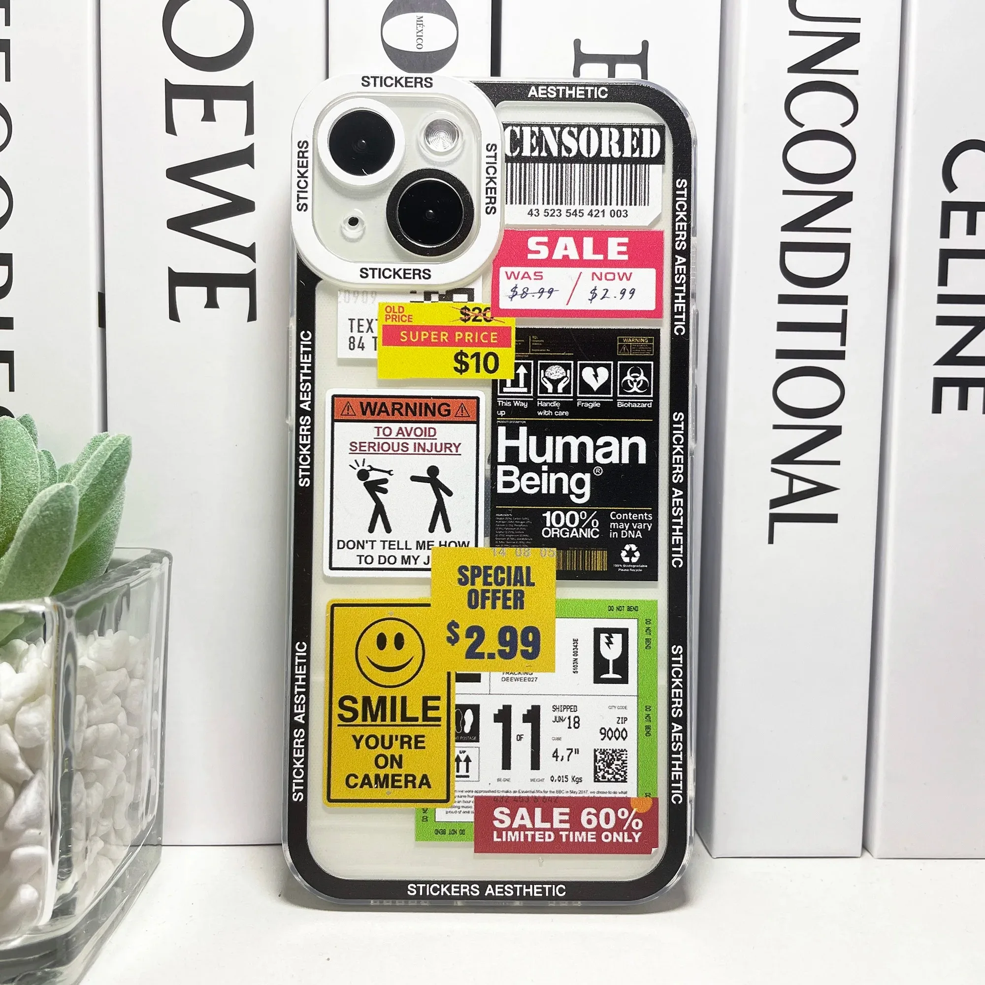 Color: Clear, Material: Cotton Fabric - Mix Labels Collage Stickers Aesthetic Phone Case For Samsung Galaxy S10 S20 S21 S22 S23 S24 FE Plus Ultra Note 20