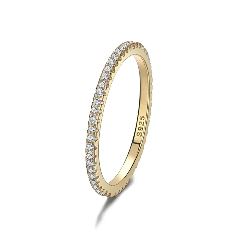 Sterling Silver Row Diamond Ring Women