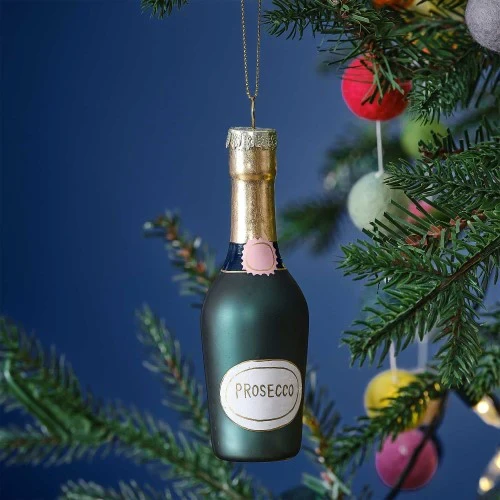 Merry & Bright Novelty Prosecco Bottle Hanging Tree Decoration