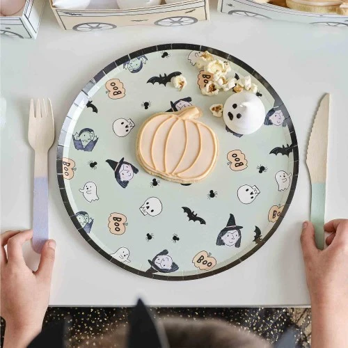 Boo Crew Vampire and Witch Halloween Party Paper Plates