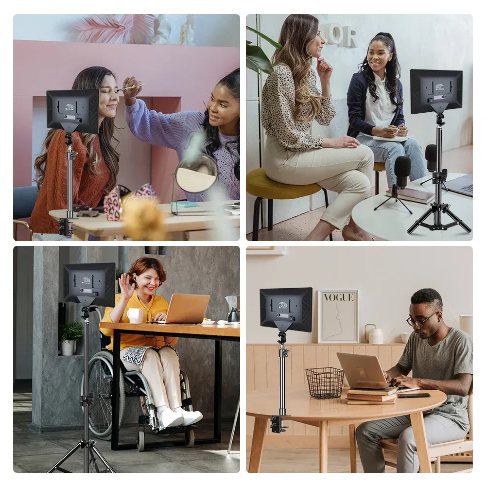 Color: BROWN, Ships From: CHINA - SH 14inch Photography LED Panel Video Light Selfie Dimmable Lighting Photo Studio Live Stream Fill Lamp Three Color With Tripod