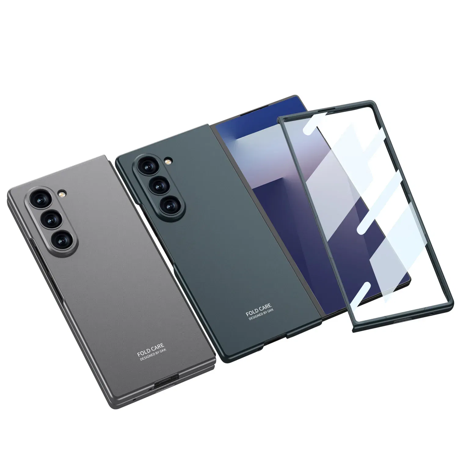 Color: Blue, Compatibility by Model: Galaxy Z Fold7 - Shockproof Armor Plastic Phone Case for Samsung Galaxy Z Fold 7 Outer Screen Glass Protective Matte Cover for Galaxy Z Fold 7