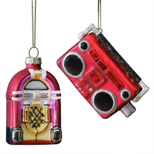 Merry & Bright Novelty Retro Music Set Hanging Tree Decorations