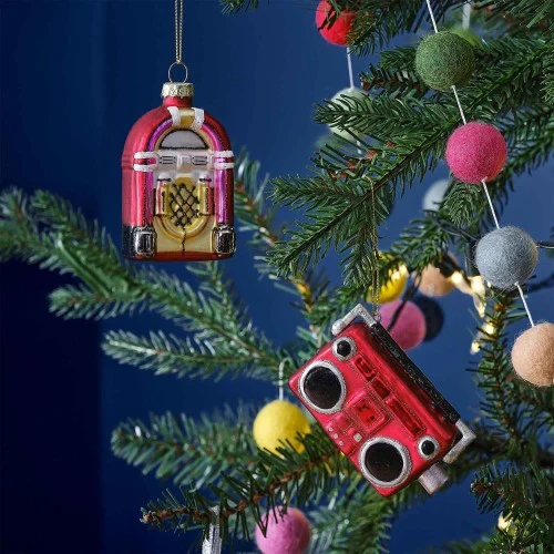 Merry & Bright Novelty Retro Music Set Hanging Tree Decorations