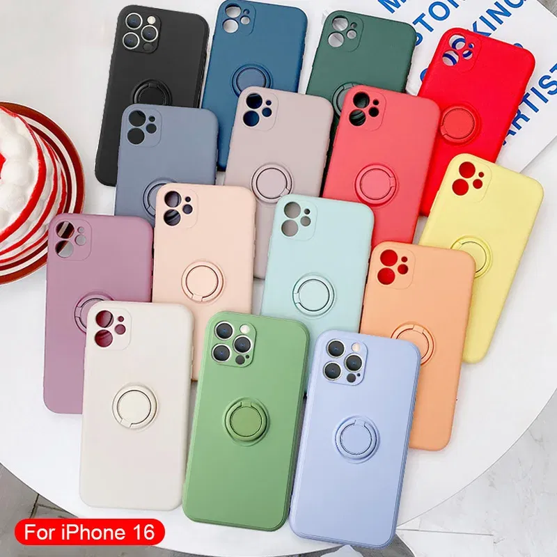 Color: Clear, Compatible-Phone Models: For iPhone 12 Mini, Ships From: CN - With Ring Holder Shockproof Case For IPhone 16 15 14 13 12 11 Pro Max Silicone TPU Soft Back Cover