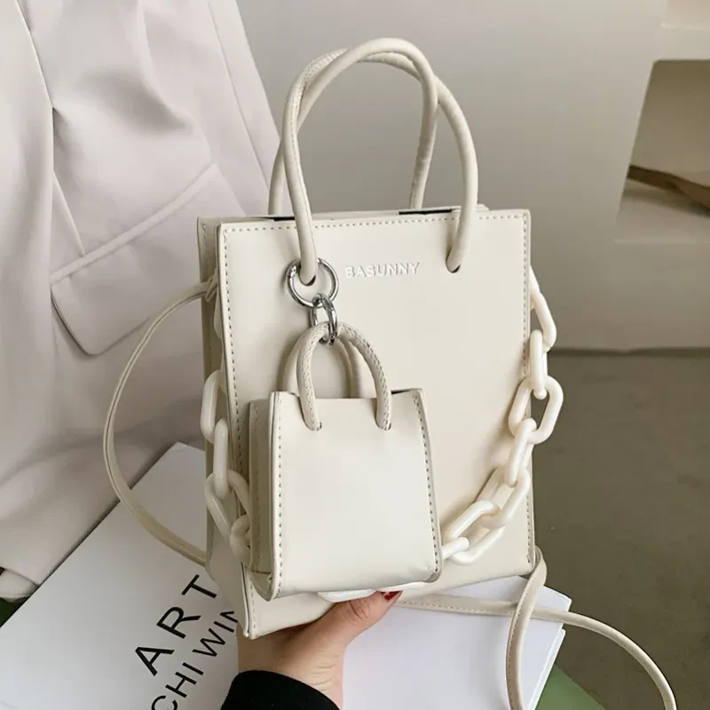 Simple Large-Capacity Thick Chain Shoulder Bag