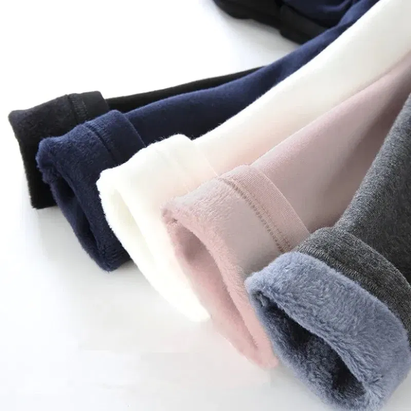 Color: black, Kid Size: 5T - 2024 Girls' Pants Children's Winter Thickened Warm Pants Warm Elastic Pink Navy Blue Underpants Boys' Pants