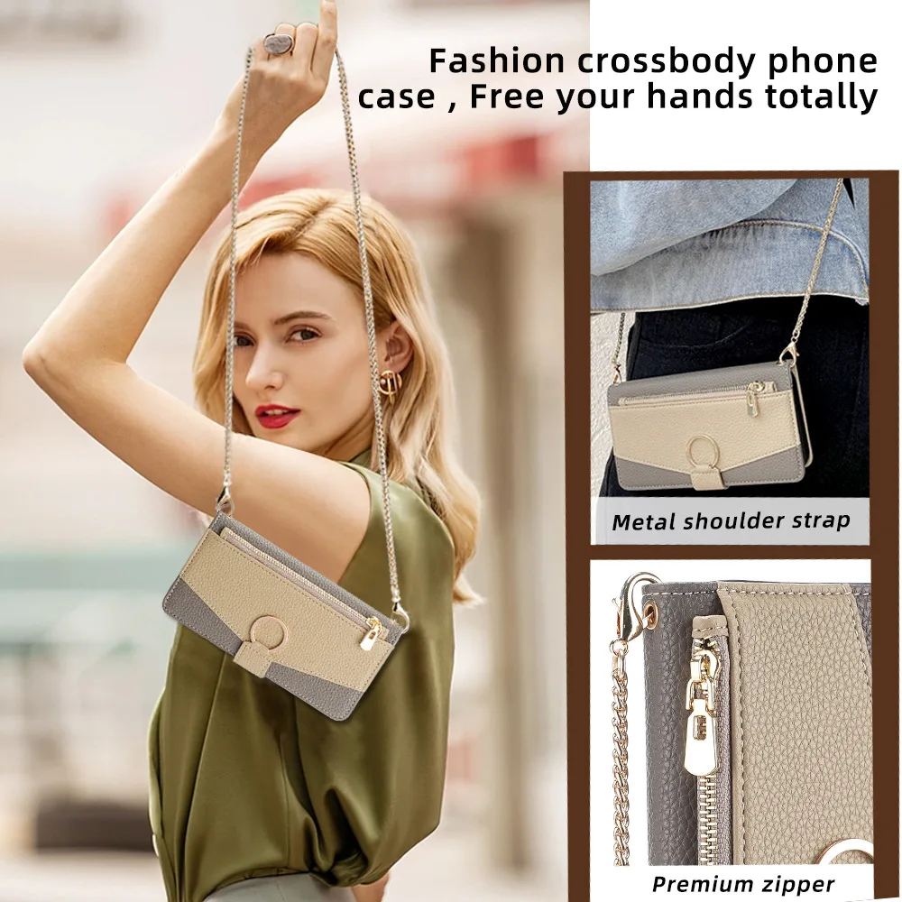 Color: Dark Blue, Compatibility by Model: Galaxy A15 5G - Leather Phone Case for SAMSUNG Galaxy A05 A06 A16 A15 A36 A56 A26 5G Crossbody Wallet Case Flip Mirror Cover with Long Lanyard
