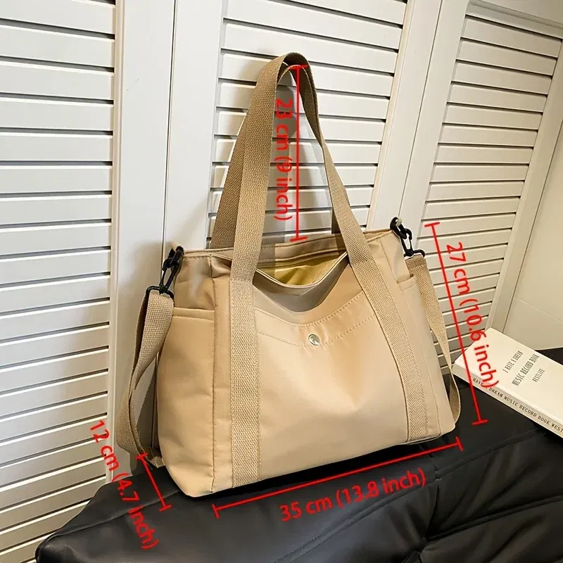 Color: Blue - Large Capacity Nylon Crossbody Bag Casual Solid Color Messenger Shoulder Bag with Removable Strap