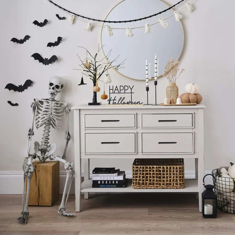 Halloween Hanging Tree Decoration - Pumpkin Spice Felt Ghost