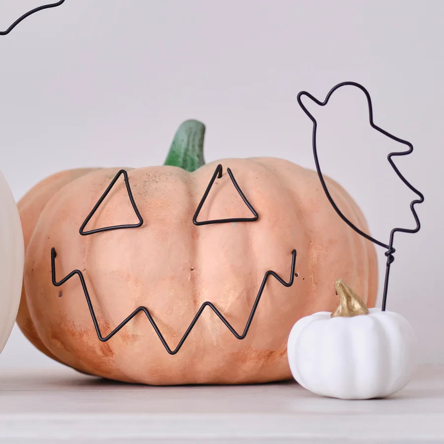 Halloween Decorations - Pumpkin Spice Wire Pumpkin