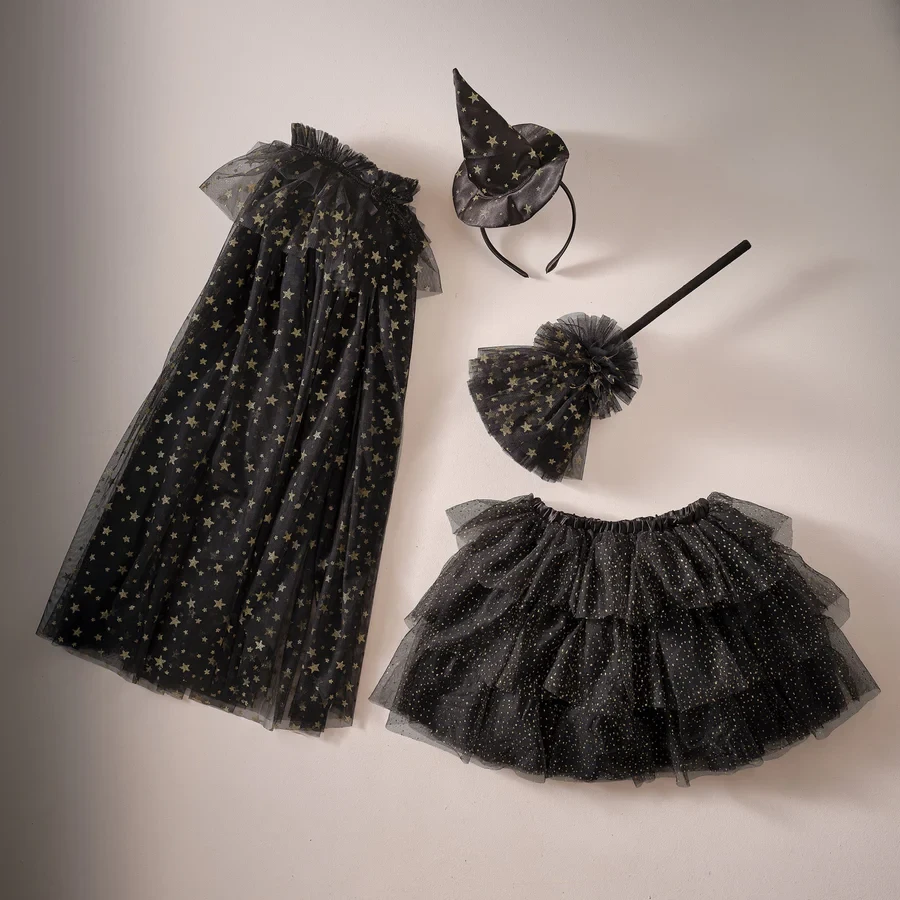 Witch Hat Headband - Fancy Dress Black & Gold Star