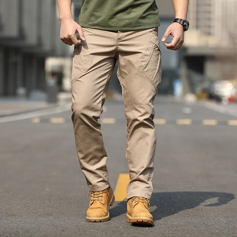 Color: Khaki, Size: 5XL - Archon X9 Tactical Pants Slim Fit Waterproof Camouflage Training Pants Spring Autumn Breathable Waterproof Overalls Loose Wear