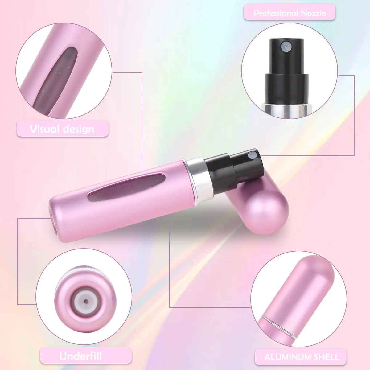 Color: Chocolate - 5ml Perfume Refill Bottle Portable Mini Refillable Spray Jar Scent Pump Empty Cosmetic Containers Atomizer for Travel Tool Hot