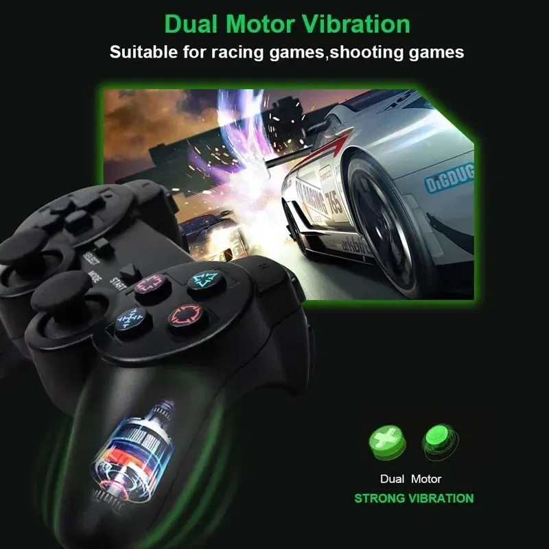 Color: black - Wireless Gamepad for Sony PS2 Controller for Playstation 2 Console Joystick 2.4G Double Vibration Shock Joypad USB PC Game