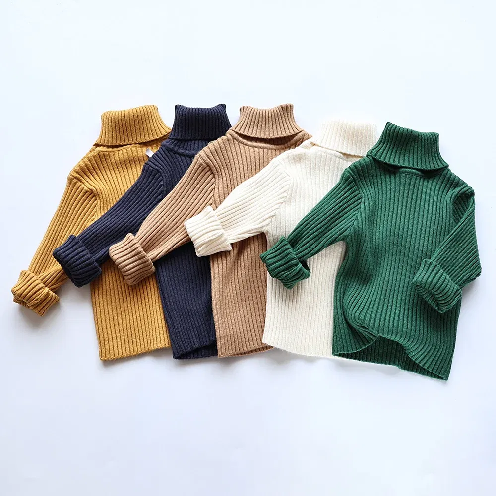 Color: Blue, Kid Size: 8 - MILANCEL Autumn Soft Tight Unisex Kids Knitwear Sweaters Solid Multi Color Girls Sweater Brief Boys Pullover Turtleneck Outwear