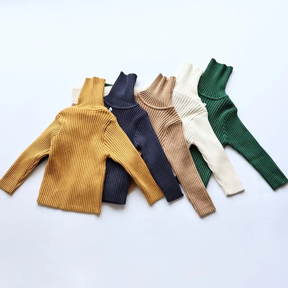 Color: Blue, Kid Size: 8 - MILANCEL Autumn Soft Tight Unisex Kids Knitwear Sweaters Solid Multi Color Girls Sweater Brief Boys Pullover Turtleneck Outwear