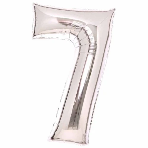 Large Number 7 Silver Foil Balloon 53cm w x 89cm h