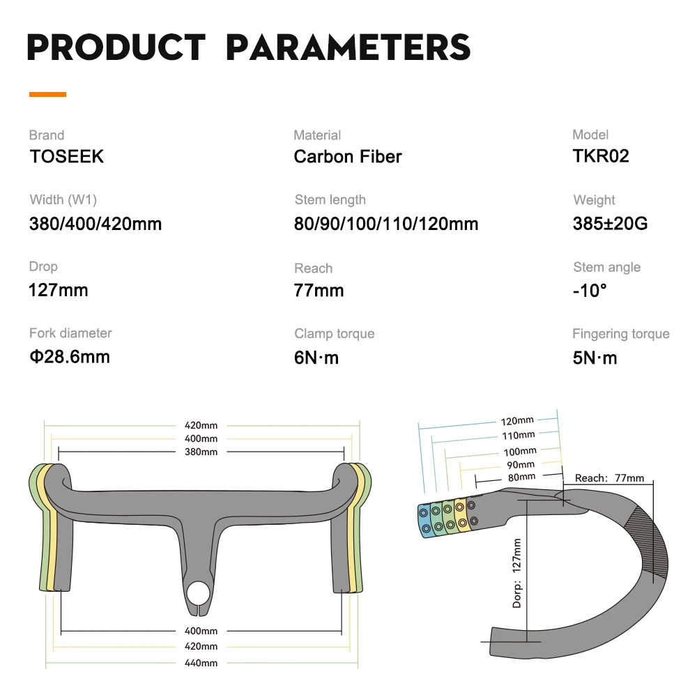 Color: light green - TOSEEK Carbon Handlebar Road Carbon handlebar Drop bar T800 Carbon Integrated Handlebar Di2 Bicycle Accessories Carbon Drop bar