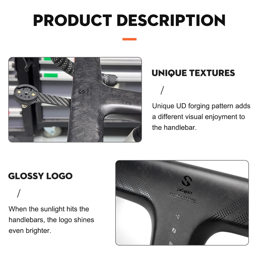 Color: light green - TOSEEK Carbon Handlebar Road Carbon handlebar Drop bar T800 Carbon Integrated Handlebar Di2 Bicycle Accessories Carbon Drop bar