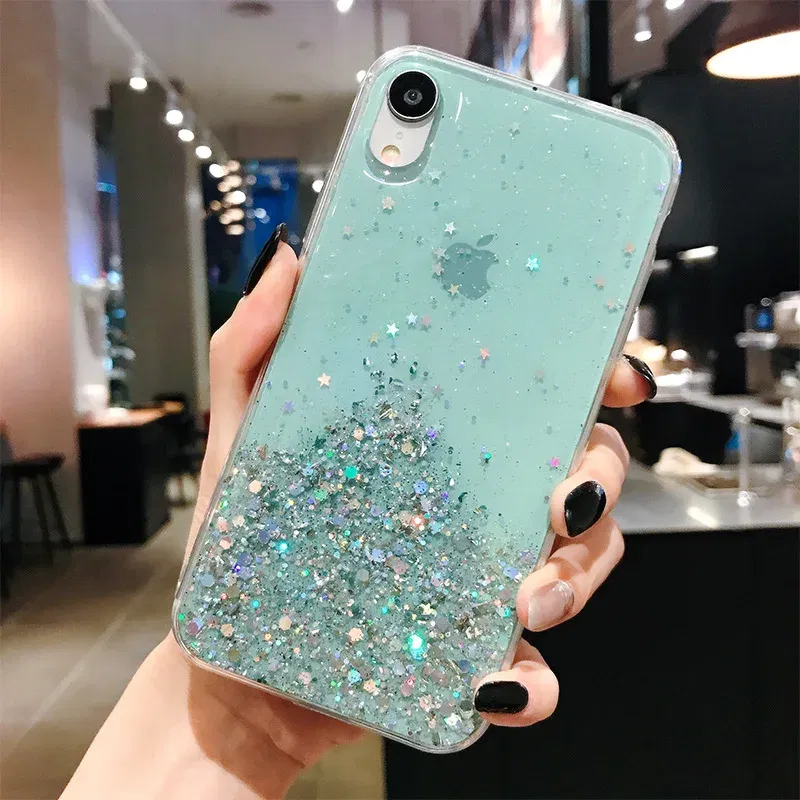 Color: WHITE, Compatible-Phone Models: For iPhone 11 Pro Max - 16 Pro Max, Epoxy Resin Case, iPhone 15 Case with Sequins, Epoxy Case, iPhone 14 Case, Glitter Girls Designs, 13 Pro Max, 15Pro