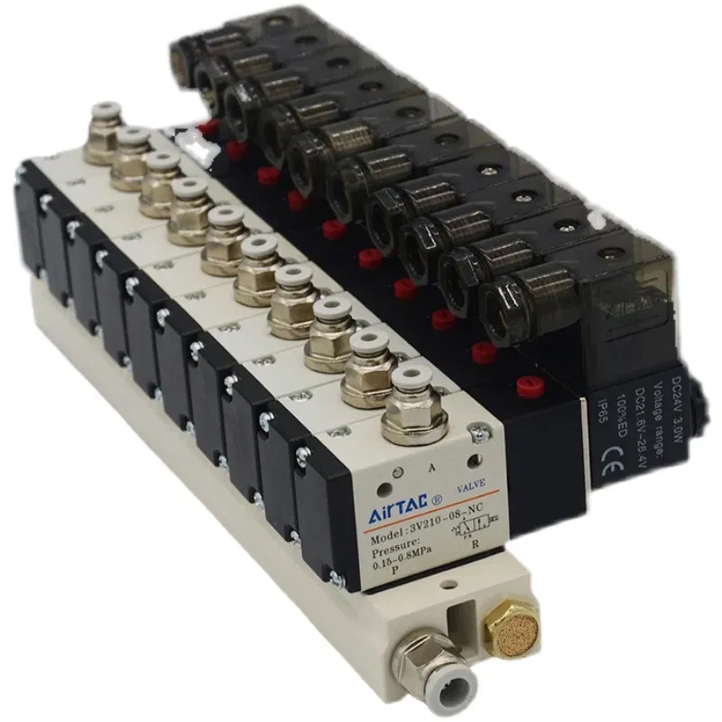 Color: Royal Blue, Specification: 1/8" - 3V210-08 Manifold Station Solenoid Valve 3 port 2 position Multi-way Combination DC12V 24V AC220V With Fitting Solenoid Valves