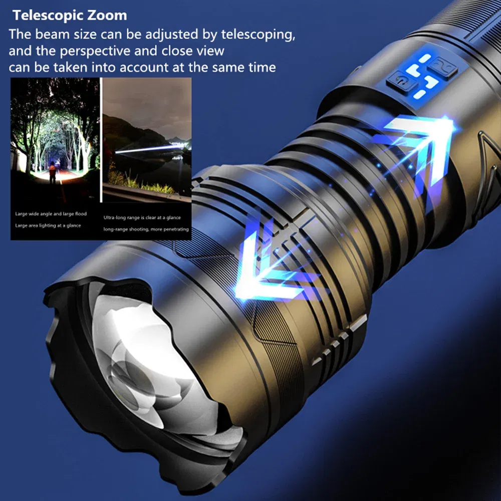 Emitting Color: green - High Power Tactical Rechargeable led flashlight long range very powerful Lantern 100W usb charging lamp Torch with indicator